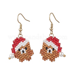 Boucles d'oreilles pendantes en verre et acier inoxydable 304 sur le thème de Noël&nbsp;EJEW-MZ00527-05