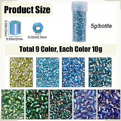 90 g 9 colori 11/0 perline di vetro con due fori rotondi tagliati&nbsp;SEED-SC0001-25A