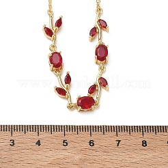 Collares de cadena de eslabones de rosa con circonitas cúbicas y pavé de latón para mujer&nbsp;NJEW-C121-05B-07G