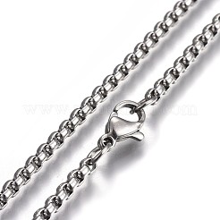 Collares de cadena de caja de acero inoxidable 304 que no se deslustran&nbsp;NJEW-O110-05G-P