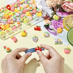 55 Stück 11 Stile opake Decoden-Cabochons aus Harz mit Blumen und Früchten&nbsp;RESI-CJ0004-10