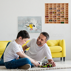 Vitrines murales en bois à 60 compartiment pour voitures miniatures&nbsp;ODIS-WH0177-015