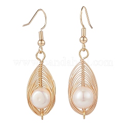 Pendientes colgantes de perlas naturales en forma de lágrima&nbsp;EJEW-JE05091-01