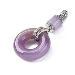 Gefärbte natürliche Myanmar Jade Blumensäule Donut Anhänger&nbsp;KK-Q050-04