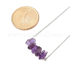 Colliers avec pendentif en copeaux d'améthyste naturelle&nbsp;NJEW-JN05097-03
