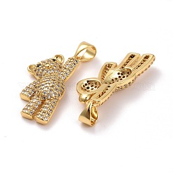 Pendenti in zirconi cubici trasparenti in micro pavè di ottone&nbsp;X-KK-K258-21G-RS