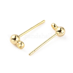 Perno per orecchini a sfera in ottone&nbsp;KK-WH0061-10G01