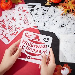 Halloween 16 piezas 16 estilos pet plástico ahueca hacia fuera dibujo pintura plantillas plantillas&nbsp;DIY-WH0349-58