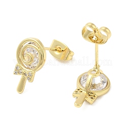 Lollipop-Ohrstecker mit kubischen Zirkonia&nbsp;EJEW-G353-07G