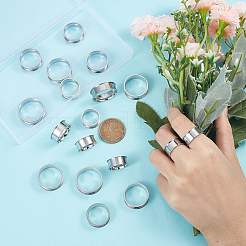 18 Stück 9 Größen 201 Edelstahl geriffelte Fingerringfassungen&nbsp;STAS-UN0049-69P