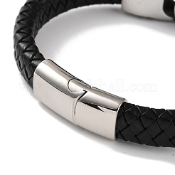 Geflochtene Armbänder aus schwarzem PU-Leder für Herren&nbsp;BJEW-K243-13AS