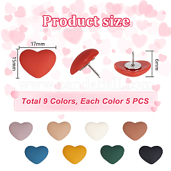 45 Stück 9 Farben Herzmuster Harz & Eisen Push Pins Set&nbsp;AJEW-GA00023