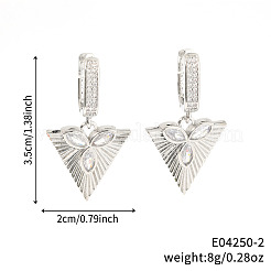 Eleganti orecchini a cerchio triangolare in ottone con zirconi cubici trasparenti&nbsp;TA2426-2