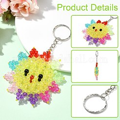 Porte-clés pendentif en perles en plastique&nbsp;HJEW-CJC0009-01P