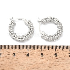 Orecchini a cerchio in ottone con zirconi cubici chiari micro pavè&nbsp;EJEW-C181-02P