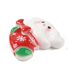 Weihnachtshasen Motiv opake Decoden Cabochons aus Kunstharz&nbsp;RESI-S397-01F
