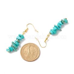 Aretes colgantes con cuentas de chip de turquesa sintética&nbsp;EJEW-JE04788-07