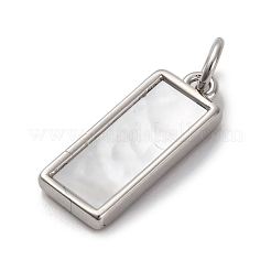 Messing Pavé Natur Muschel Rechteck Charms&nbsp;KK-P308-03P