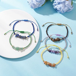 Bracelets tressés en pierres précieuses naturelles mélangées et perles de rocaille en verre pour femmes&nbsp;BJEW-MZ00245