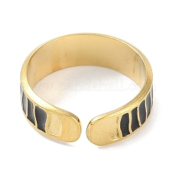 Anelli per dita con polsino smaltato in acciaio inossidabile 304 placcati ioni (ip)&nbsp;RJEW-L107-085G-02