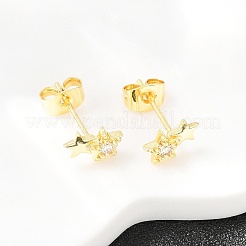 Boucles d'oreilles en laiton zircon cubique micro pavé clair&nbsp;EJEW-F405-20B-G