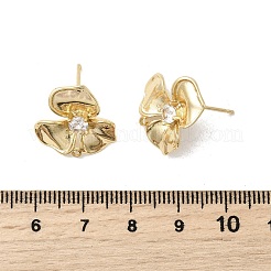 Messing Pavé klar Zirkonia Blume Ohrstecker Zubehörse&nbsp;KK-A275-01A-G