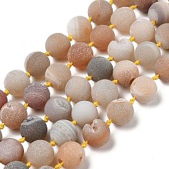 Natürliche Geode/Druzy Achat Perlen Stränge&nbsp;G-A248-A05-01