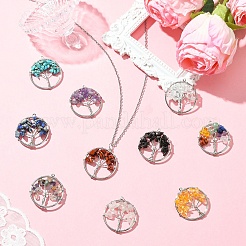 10 stücke 10 arten chakra natürliche gemischte stein baum fo leben anhänger&nbsp;G-YW0002-31