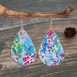 Boucles d'oreilles pendantes en forme de larme en similicuir&nbsp;FS-WG4D344-01