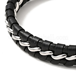 Leder & 304 Edelstahl geflochtenes Kordelarmband mit Magnetverschluss für Männer und Frauen&nbsp;BJEW-C021-21