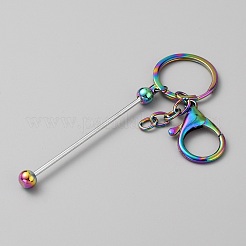 Portachiavi con perline con barra di metallo per la creazione di gioielli fai da te&nbsp;KEYC-WH0004-95
