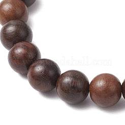 4 bracelet extensible en perles rondes de pierre de lave naturelle teinte et de bois&nbsp;BJEW-JB11886