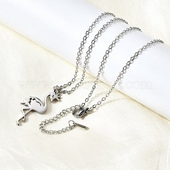 Collane a catena con ciondolo a forma di fenicottero in acciaio inossidabile 304 per donna e uomo&nbsp;NJEW-Q032-02B-P