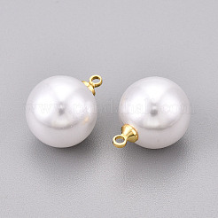 Pendenti in ottone e plastica ABS con perle finte&nbsp;KK-N261-14mm-121G