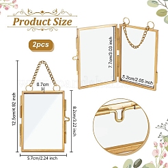Rechteckiger Mini-Fotorahmen aus Messing zum Aufhängen für gepresste Blumen mit Kette&nbsp;ODIS-WH0061-05AG