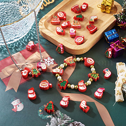 24 Stück 12 Stile Weihnachtsdekorationen Thema undurchsichtige Acrylperlen mit Emaille&nbsp;OACR-TA0004-55