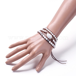 Facettiertes Glas & natürliche Howlite Perlen Wickelarmbänder&nbsp;BJEW-JB05035-04