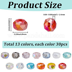 390 pièces 13 couleurs galvanoplastie perles de verre transparentes&nbsp;EGLA-SC0001-73