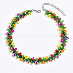 Collane girocollo con perline di vetro bohémien e fiori per le donne&nbsp;FS-WG46C0D-01