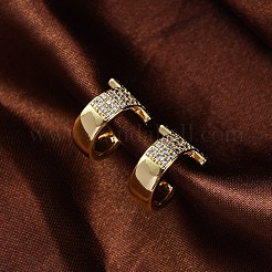 Manschettenohrringe mit Gestellplattierung aus Messing mit Mikropavé und klaren Zirkonia&nbsp;EJEW-H147-09G