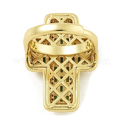 Bagues ouvertes en laiton avec croix et zircone cubique&nbsp;RJEW-U011-09G-02