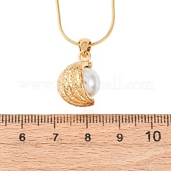 Collar con colgante de cadena de serpiente de acero inoxidable 304 y acrílico con imitación de perla y luna para mujer&nbsp;NJEW-F354-08G