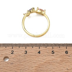 Anillos ajustables de latón y vidrio con forma de flor&nbsp;GL-CBA18A7-01G-01