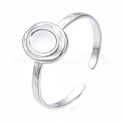 Anillo de dedo abierto de acero inoxidable 304 que no se deslustra con engastes de cabujón&nbsp;LS-STAS-T060-11P