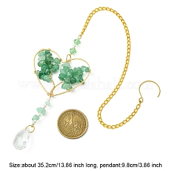 Decorazione pendente in vetro e avventurina verde naturale&nbsp;HJEW-FS00018