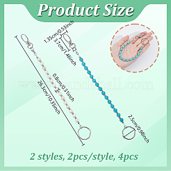 4 portachiavi in turchese sintetico e magnesite in 2 stili&nbsp;KEYC-NB00022