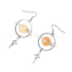 Boucles d'oreilles pendantes en quartz hématite jaune naturel et alliage&nbsp;EJEW-TA00818-02