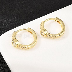 Orecchini a cerchio piatti rotondi in ottone con micro pavè di zirconi trasparenti&nbsp;EJEW-D348-28G
