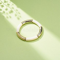 Bracciale elasticizzato con perline in tubo curvo acrilico per donna&nbsp;BJEW-JB08439-03