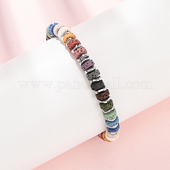 Bracelets heishi en roche de lave naturelle teintée selon les chakras&nbsp;GG-CBA922D-02